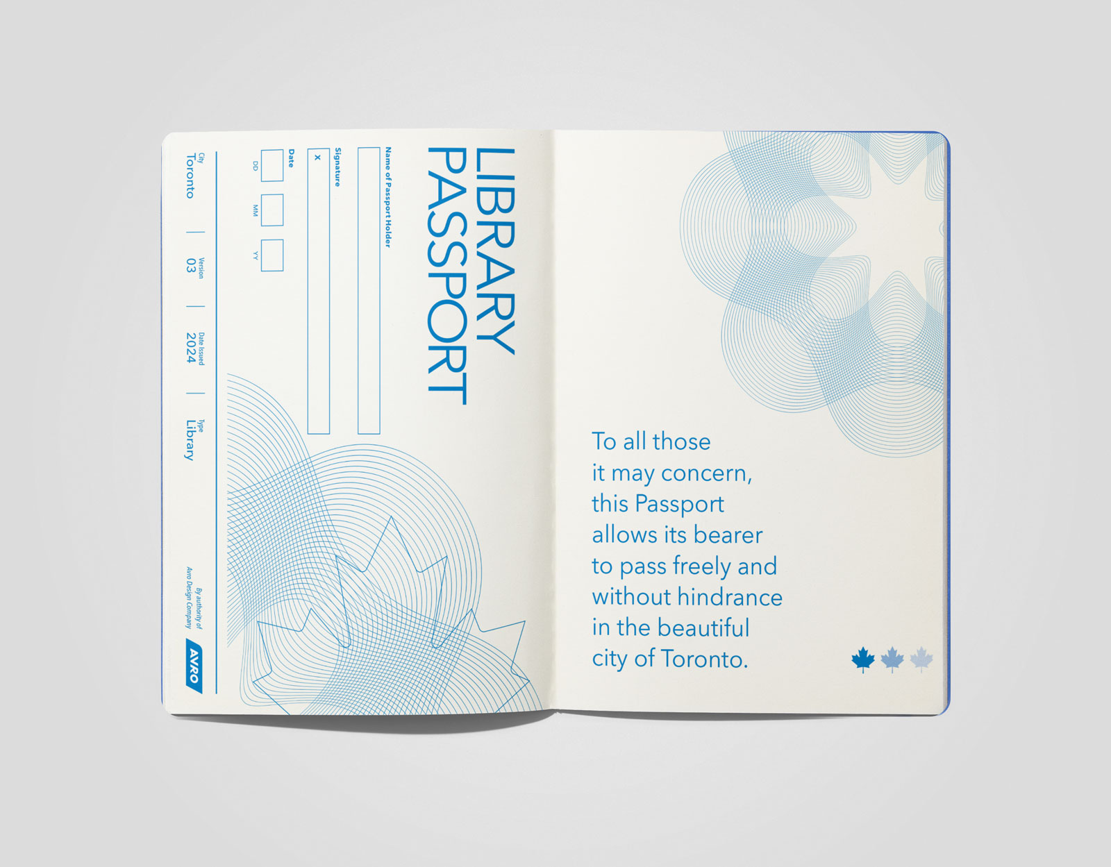 Inside spread of the Toronto Library Passport